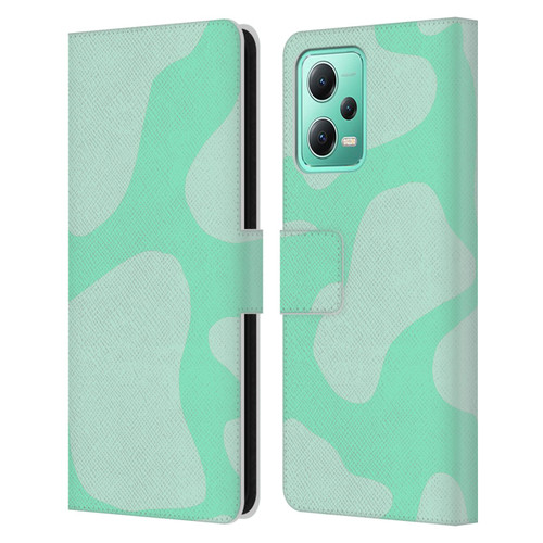 Grace Illustration Cow Prints Mint Green Leather Book Wallet Case Cover For Xiaomi Redmi Note 12 5G