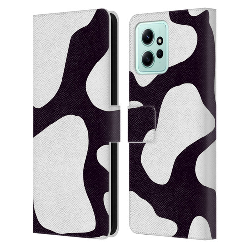 Grace Illustration Cow Prints Black And White Leather Book Wallet Case Cover For Xiaomi Redmi 12