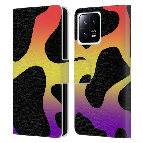 Grace Illustration Cow Prints Sunset Leather Book Wallet Case Cover For Xiaomi 13 5G