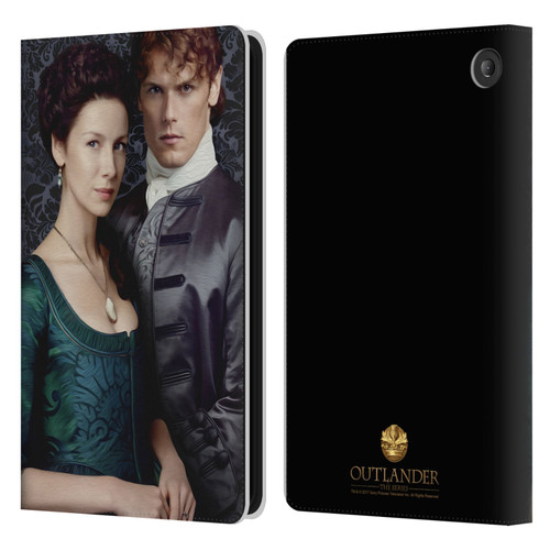 Outlander Portraits Claire & Jamie Leather Book Wallet Case Cover For Amazon Fire 7 2022