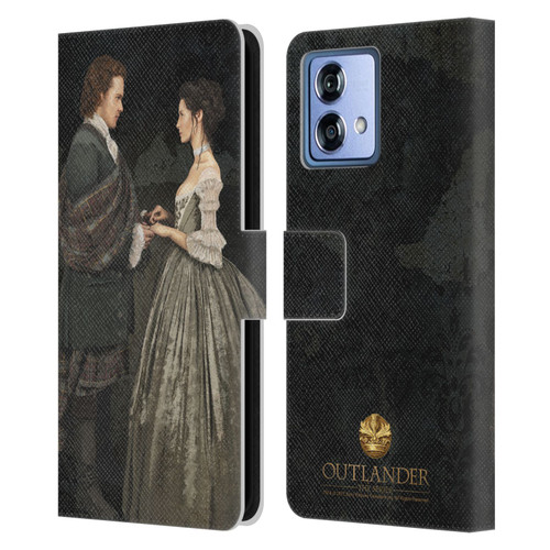 Outlander Portraits Claire & Jamie Painting Leather Book Wallet Case Cover For Motorola Moto G84 5G