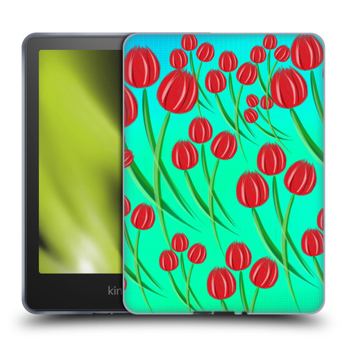Grace Illustration Lovely Floral Red Tulips Soft Gel Case for Amazon Kindle Paperwhite 5 (2021)