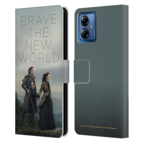 Outlander Season 4 Art Brave The New World Leather Book Wallet Case Cover For Motorola Moto G14