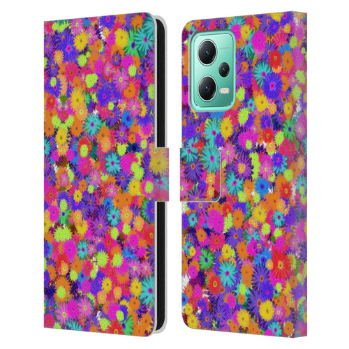 Grace Illustration Lovely Floral Daisies Leather Book Wallet Case Cover For Xiaomi Redmi Note 12 5G