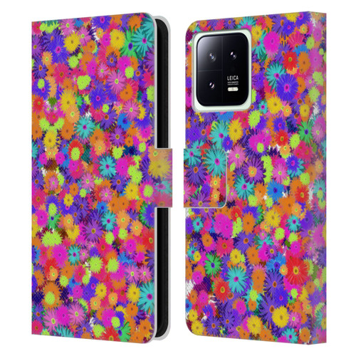 Grace Illustration Lovely Floral Daisies Leather Book Wallet Case Cover For Xiaomi 13 5G