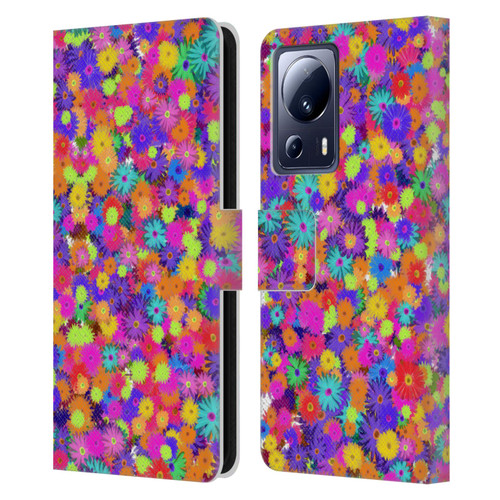 Grace Illustration Lovely Floral Daisies Leather Book Wallet Case Cover For Xiaomi 13 Lite 5G