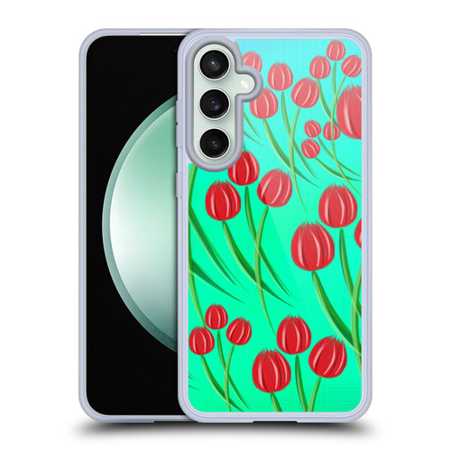 Grace Illustration Lovely Floral Red Tulips Soft Gel Case for Samsung Galaxy S23 FE 5G