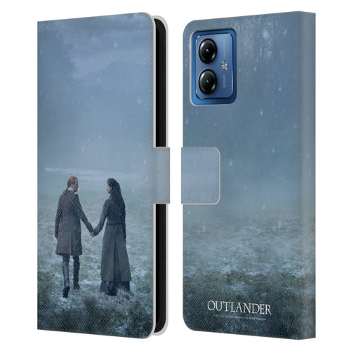 Outlander Season 6 Key Art Jamie And Claire Leather Book Wallet Case Cover For Motorola Moto G14