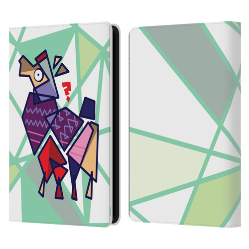Grace Illustration Llama Cubist Leather Book Wallet Case Cover For Amazon Kindle Paperwhite 5 (2021)