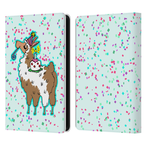Grace Illustration Llama Birthday Leather Book Wallet Case Cover For Amazon Kindle Paperwhite 5 (2021)