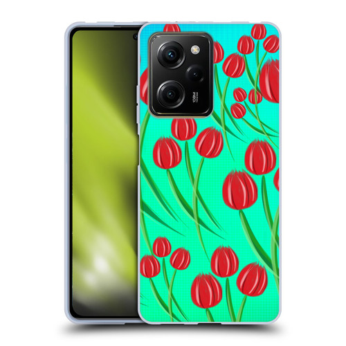 Grace Illustration Lovely Floral Red Tulips Soft Gel Case for Xiaomi Redmi Note 12 Pro 5G