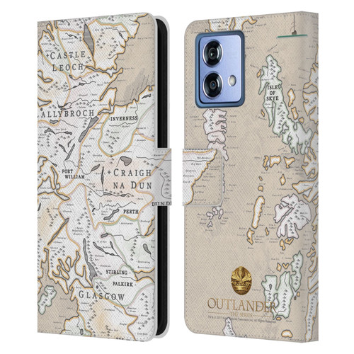 Outlander Seals And Icons Map Leather Book Wallet Case Cover For Motorola Moto G84 5G