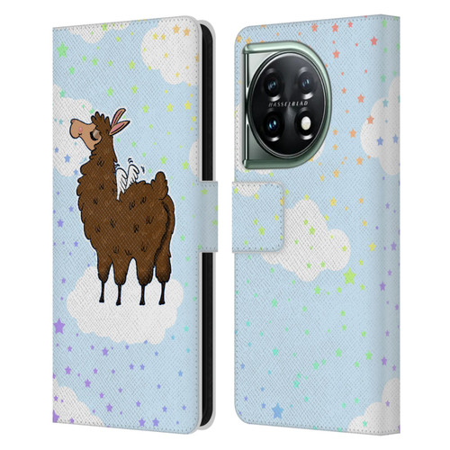 Grace Illustration Llama Pegasus Leather Book Wallet Case Cover For OnePlus 11 5G
