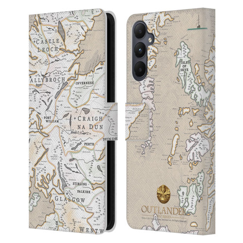 Outlander Seals And Icons Map Leather Book Wallet Case Cover For Samsung Galaxy A05s