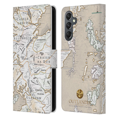 Outlander Seals And Icons Map Leather Book Wallet Case Cover For Samsung Galaxy A25 5G