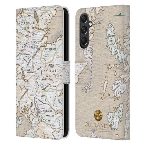 Outlander Seals And Icons Map Leather Book Wallet Case Cover For Samsung Galaxy A24 4G / M34 5G