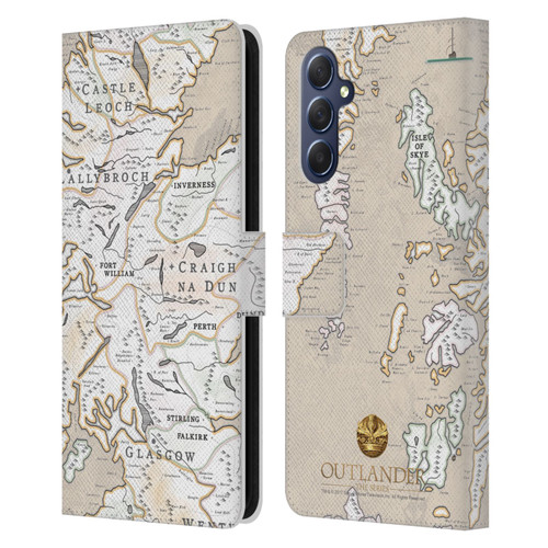 Outlander Seals And Icons Map Leather Book Wallet Case Cover For Samsung Galaxy M54 5G