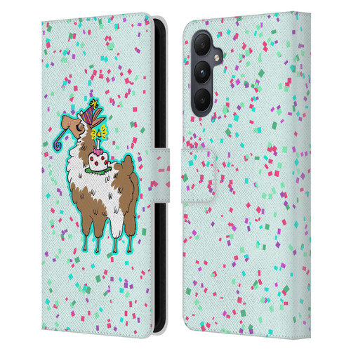 Grace Illustration Llama Birthday Leather Book Wallet Case Cover For Samsung Galaxy A05s