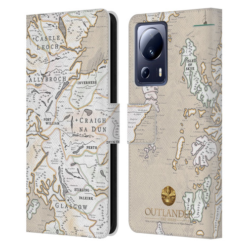 Outlander Seals And Icons Map Leather Book Wallet Case Cover For Xiaomi 13 Lite 5G