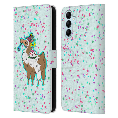 Grace Illustration Llama Birthday Leather Book Wallet Case Cover For Samsung Galaxy M14 5G