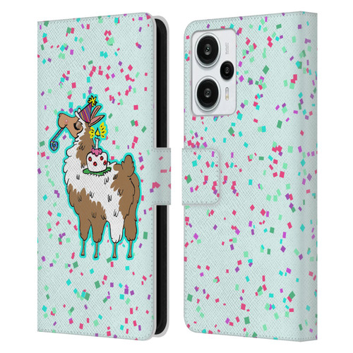 Grace Illustration Llama Birthday Leather Book Wallet Case Cover For Xiaomi Redmi Note 12T