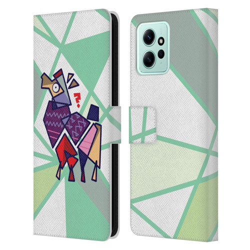 Grace Illustration Llama Cubist Leather Book Wallet Case Cover For Xiaomi Redmi 12