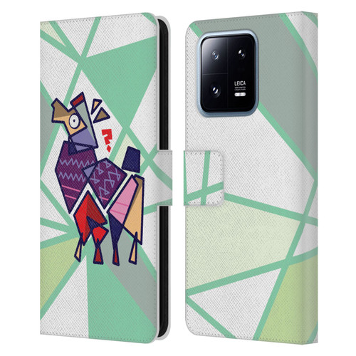 Grace Illustration Llama Cubist Leather Book Wallet Case Cover For Xiaomi 13 Pro 5G