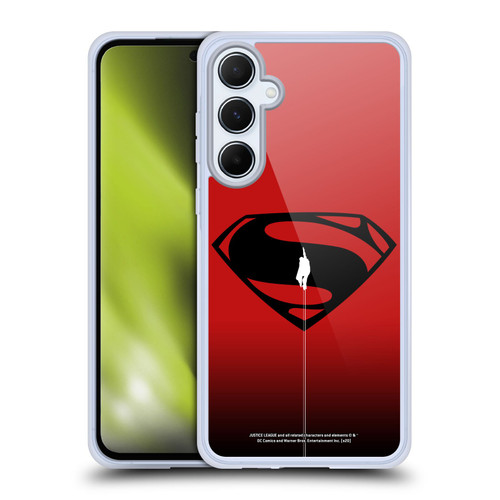 Justice League Movie Superman Logo Art Red And Black Flight Soft Gel Case for Samsung Galaxy A55 5G