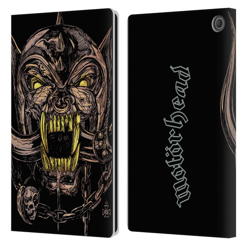 Motorhead Graphics Snaggletooth Leather Book Wallet Case Cover For Amazon Fire Max 11 2023