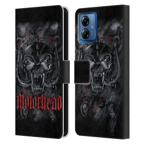 Motorhead Graphics Deathstorm Leather Book Wallet Case Cover For Motorola Moto G14