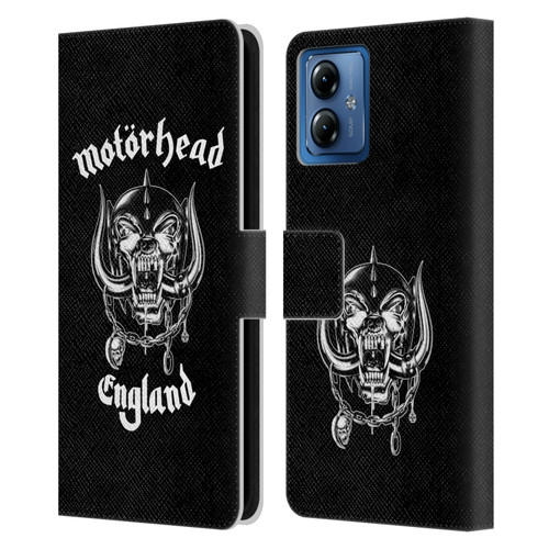 Motorhead Graphics England Leather Book Wallet Case Cover For Motorola Moto G14