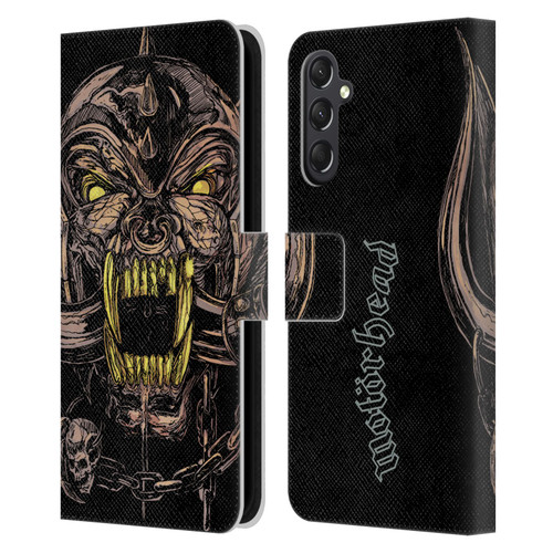 Motorhead Graphics Snaggletooth Leather Book Wallet Case Cover For Samsung Galaxy A24 4G / M34 5G