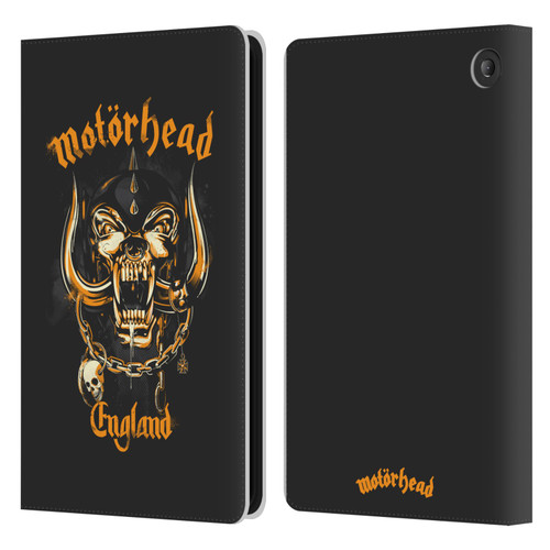 Motorhead Logo Warpig England Leather Book Wallet Case Cover For Amazon Fire 7 2022