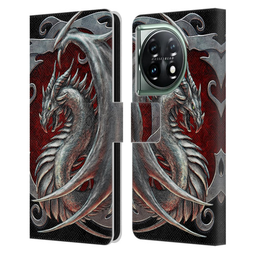 Christos Karapanos Dragons 2 Talisman Silver Leather Book Wallet Case Cover For OnePlus 11 5G