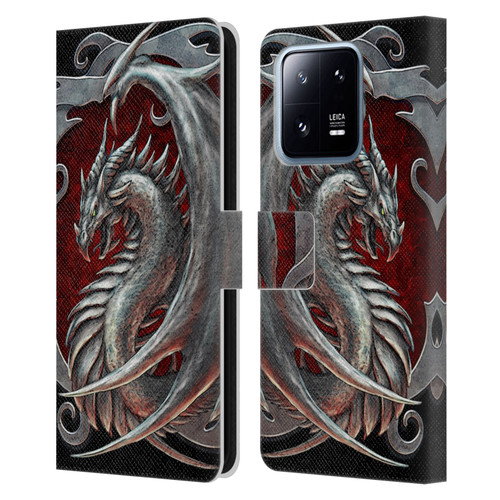 Christos Karapanos Dragons 2 Talisman Silver Leather Book Wallet Case Cover For Xiaomi 13 Pro 5G