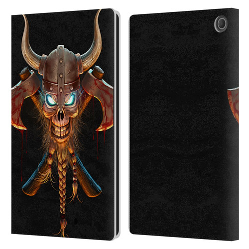 Christos Karapanos Horror 4 Viking Leather Book Wallet Case Cover For Amazon Fire Max 11 2023