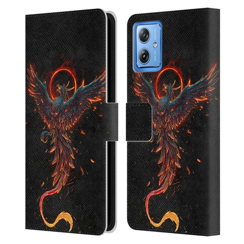 Christos Karapanos Mythical Art Black Phoenix Leather Book Wallet Case Cover For Motorola Moto G54 5G