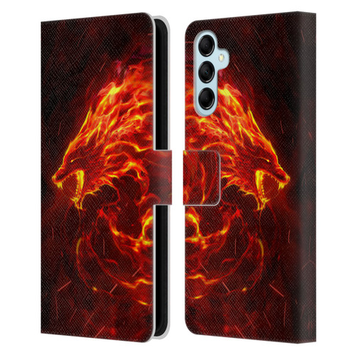 Christos Karapanos Mythical Art Wolf Spirit Leather Book Wallet Case Cover For Samsung Galaxy M14 5G