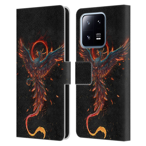 Christos Karapanos Mythical Art Black Phoenix Leather Book Wallet Case Cover For Xiaomi 13 Pro 5G