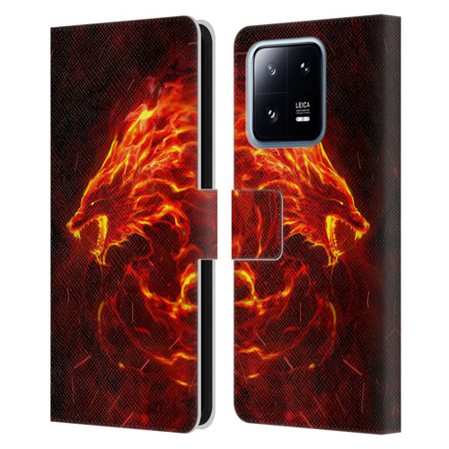 Christos Karapanos Mythical Art Wolf Spirit Leather Book Wallet Case Cover For Xiaomi 13 Pro 5G