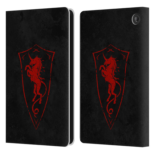 Christos Karapanos Shield Unicorn Leather Book Wallet Case Cover For Amazon Fire 7 2022