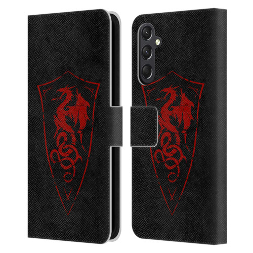 Christos Karapanos Shield Dragon Leather Book Wallet Case Cover For Samsung Galaxy A24 4G / M34 5G
