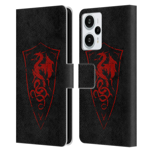 Christos Karapanos Shield Dragon Leather Book Wallet Case Cover For Xiaomi Redmi Note 12T