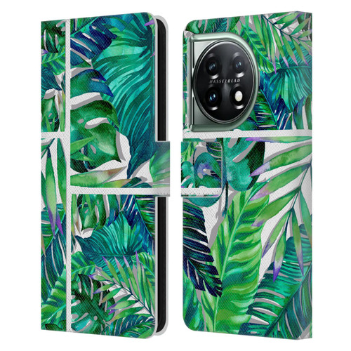 Mark Ashkenazi Banana Life Tropical Green Leather Book Wallet Case Cover For OnePlus 11 5G