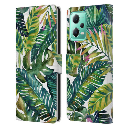 Mark Ashkenazi Banana Life Tropical Leaves Leather Book Wallet Case Cover For Xiaomi Redmi Note 12 5G