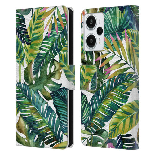 Mark Ashkenazi Banana Life Tropical Leaves Leather Book Wallet Case Cover For Xiaomi Redmi Note 12T