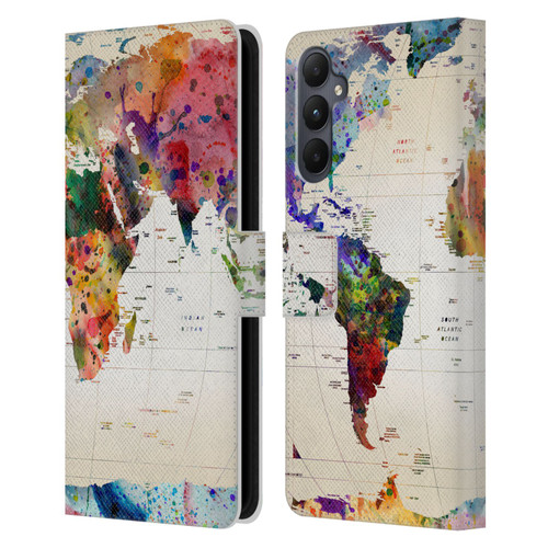 Mark Ashkenazi Pop Culture Map Of The World Leather Book Wallet Case Cover For Samsung Galaxy A05s