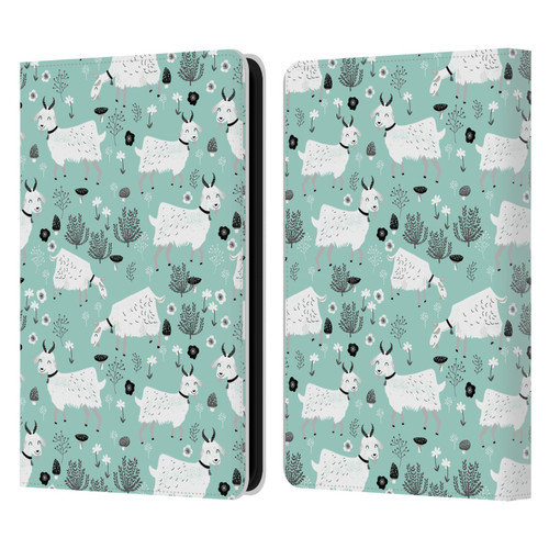 Andrea Lauren Design Animals Goats Leather Book Wallet Case Cover For Amazon Kindle 11th Gen 6in 2022