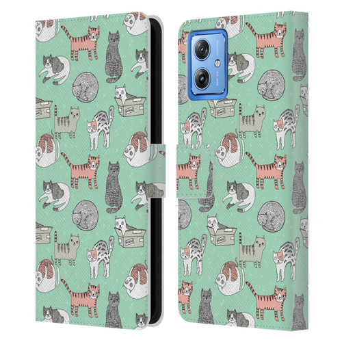 Andrea Lauren Design Animals Cats Leather Book Wallet Case Cover For Motorola Moto G54 5G