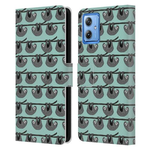 Andrea Lauren Design Animals Sloth Leather Book Wallet Case Cover For Motorola Moto G54 5G